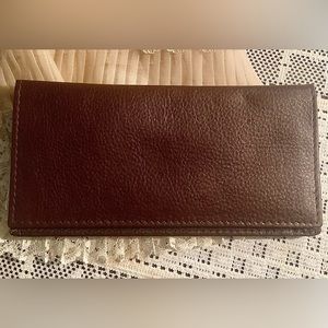 Marshal Genuine Brown Pebbled Leather Checkbook Wallet